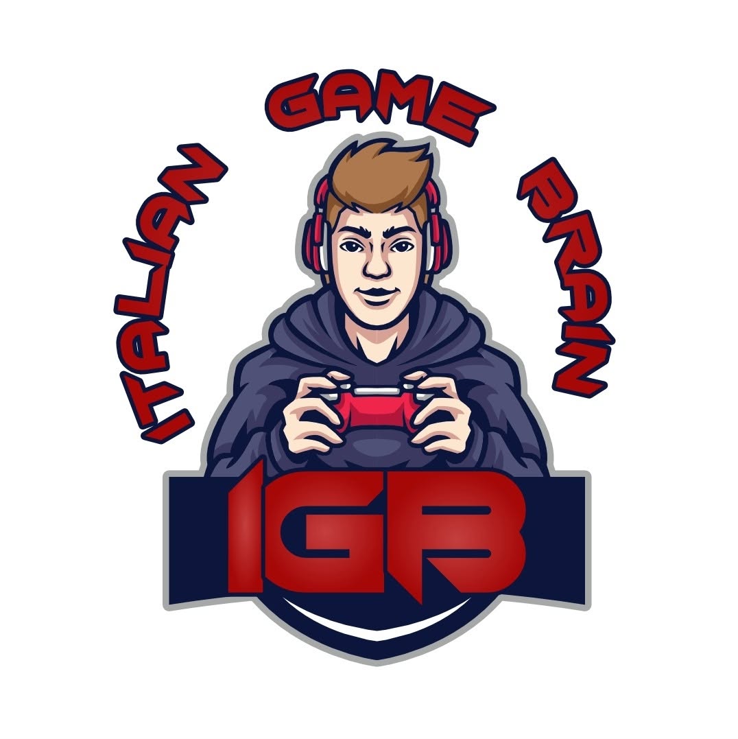 Italian Game Brain logo: a gamer in a hoodie and headphones holding a controller